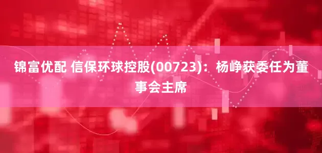 锦富优配 信保环球控股(00723)：杨峥获委任为董事会主席